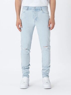ZANEROBE (34) Joe Blow Denim Whitewash Men's Slim Tapered Distressed Stretch